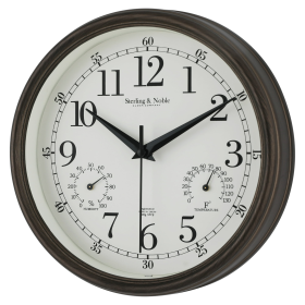 Mainstays 8.75" Indoor/Outdoor Antique Bronze Round Arabic Analog Wall Clock