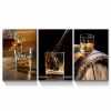 3 Panels Framed Canvas Whiskey Wall Art Decor,3 Pieces Mordern Canvas Painting Decoration Painting for Chrismas Gift, Office,Dining room,Living room,