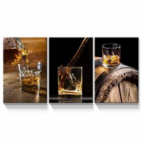 3 Panels Framed Canvas Whiskey Wall Art Decor,3 Pieces Mordern Canvas Painting Decoration Painting for Chrismas Gift, Office,Dining room,Living room,