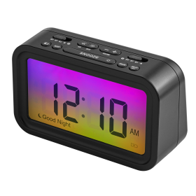 onn. Digital Alarm Clock with Ombre Color Changing Display