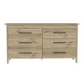 6 Drawer Double Dresser Wezz, Bedroom, Light Oak / White