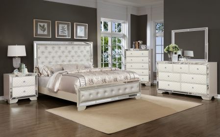 Madison Queen 5 Pc Upholstery Bedroom Made with wood in Beige