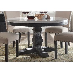 ACME Nolan Dining Table in White Marble & Salvage Dark Oak 72845