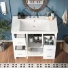 36" White Modern Bathroom Vanity with USB,Two Shallow Drawers, One Deep Drawer,One door,Single Resin Sink,Small Bathroom Organization Cabinet