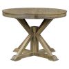 TREXM Functional Furniture Retro Style Dining Table Set with Extendable Table and 4 Upholstered Chairs for Dining Room and Living Room(Natural Wood Wa