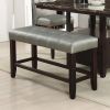 Dining Room Furniture 6pc Counter Height Dining Set Dining Table w Storage 4x High Chairs 1x Bench Silver Faux Leather Tufted Seats Faux Marble Table