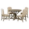 TREXM Functional Furniture Retro Style Dining Table Set with Extendable Table and 4 Upholstered Chairs for Dining Room and Living Room(Natural Wood Wa