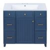 36" Bathroom Vanity Cabinet with Sink Top Combo Set, Navy Blue, Single Sink, Shaker Cabinet with Soft Closing Door and Drawer