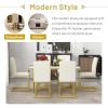 TREXM 7-Piece Modern Dining Table Set, Rectangular Marble Sticker Table and 6 PU Leather Chairs with Golden Steel Pipe Legs for Dining Room and Kitche