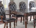 Traditional Brown Finish 9pc Dining Set Table w 2x Arm Chairs 6x Side Chairs Rubber wood Intricate Design Tufted back Cushion Seat Dining Room Furnitu