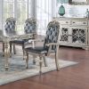 Traditional Silver / Grey Finish 9pc Dining Set Table w 2x Arm Chairs 6x Side Chairs Rubber wood Intricate Design Tufted back Cushion Seat Dining Room