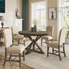 TREXM Functional Furniture Retro Style Dining Table Set with Extendable Table and 4 Upholstered Chairs for Dining Room and Living Room(Natural Wood Wa