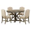 TREXM Functional Furniture Retro Style Dining Table Set with Extendable Table and 4 Upholstered Chairs for Dining Room and Living Room(Natural Wood Wa