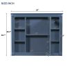 36'' Bathroom Vanity with Top Sink, Royal Blue Mirror Cabinet, Modern Bathroom Storage Cabinet with 2 Soft Closing Doors and 2 Drawers, Single Sink Ba