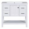 36" White Modern Bathroom Vanity with USB,Two Shallow Drawers, One Deep Drawer,One door,Single Resin Sink,Small Bathroom Organization Cabinet