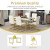 TREXM 7-Piece Modern Dining Table Set, Rectangular Marble Sticker Table and 6 PU Leather Chairs with Golden Steel Pipe Legs for Dining Room and Kitche