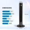 36 Inch High Efficiency Cooling Tower Fan with 3 Speed Settings and 15 Hour Timer, 70 Degree Auto Oscillating with Remote, Standing Fan for Bedroom Ho