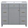 36" Bathroom Vanity Cabinet with Sink Top Combo Set, Grey, Single Sink, Shaker Cabinet with Soft Closing Door and Drawer