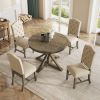 TREXM Functional Furniture Retro Style Dining Table Set with Extendable Table and 4 Upholstered Chairs for Dining Room and Living Room(Natural Wood Wa