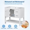 36" White Modern Bathroom Vanity with USB,Two Shallow Drawers, One Deep Drawer,One door,Single Resin Sink,Small Bathroom Organization Cabinet