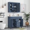 36'' Bathroom Vanity with Top Sink, Royal Blue Mirror Cabinet, Modern Bathroom Storage Cabinet with 2 Soft Closing Doors and 2 Drawers, Single Sink Ba