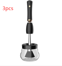 Makeup Brush Cleaning Machine Electric Scrubber (Option: Black-Battery-3pcs)