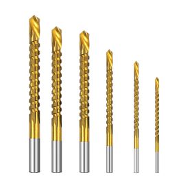 Saw And Drill All-In-One Twist Drill Bit, Multi-Function Metal Rotor Woodworking Electric Drill Bit High-Speed Steel Punching Slotting Serration (Option: 6 piece set)