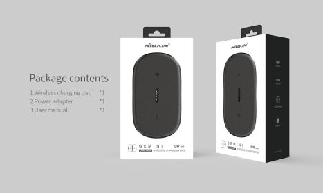 Nelkin Gemini Dual Fast Wireless Charger (Option: Black-EU)