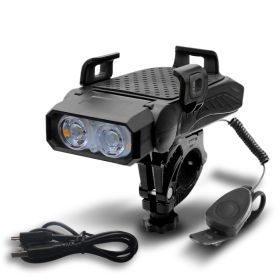 Bicycle Light Night Riding Rechargeable Glare Flashlight Bicycle (Option: Black-Double lamp)