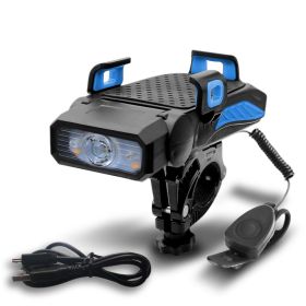 Bicycle Light Night Riding Rechargeable Glare Flashlight Bicycle (Option: Blue-Single lamp)