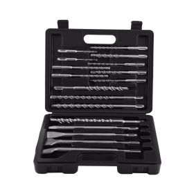 Electric Hammer Drill Bit 17Pc Set (Color: Black)