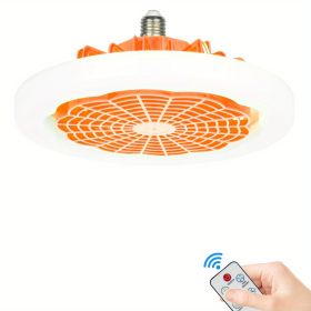 1pc Ceiling Fan With Light, Modern 18inch Remote Control Enclosed Low Profile Ceiling Fan With Light 3 Speed LED Dimming 3 Colors 8 Invisible Bladeles (Color: Orange)