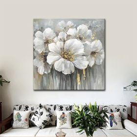 Hand Painted Oil Paintings Hand Painted Square Floral / Botanical Pop Art Living Room Hallway Bedroom Luxurious Decorative Painting (Style: 01, size: 120x120cm)