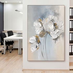 Handmade Oil Painting Fancy Wall Art Personalized Gifts Abstract White Floral Painting On canvas Large Flower Oil Painting Minimalist Modern Living Ro (Style: 01, size: 150X220cm)