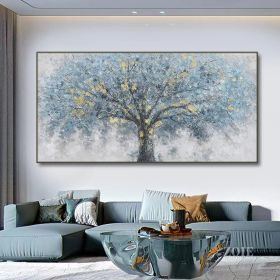 Hand Painted Oil Painting Oil Painting on Canvas Tree Blue Abstract Trees Landscape Modern Oil Painting Original Hand Painted Painting Modern Art (Style: 01, size: 100x150)