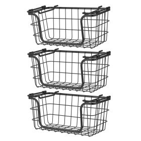 Oceanstar Stackable Metal Wire Storage Basket Set for Pantry, Countertop, Kitchen or Bathroom ‚Äì Black, Set of 3 (BSS1811: BSS1811)