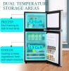 KRIB BLING 3.5Cu.Ft Compact Refrigerator Mini Fridge with Freezer, Small Refrigerator with 2 Door, 7 Level Thermostat Removable Shelves for Kitchen, D