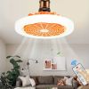 1pc Ceiling Fan With Light, Modern 18inch Remote Control Enclosed Low Profile Ceiling Fan With Light 3 Speed LED Dimming 3 Colors 8 Invisible Bladeles