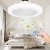 1pc Ceiling Fan With Light, Modern 18inch Remote Control Enclosed Low Profile Ceiling Fan With Light 3 Speed LED Dimming 3 Colors 8 Invisible Bladeles